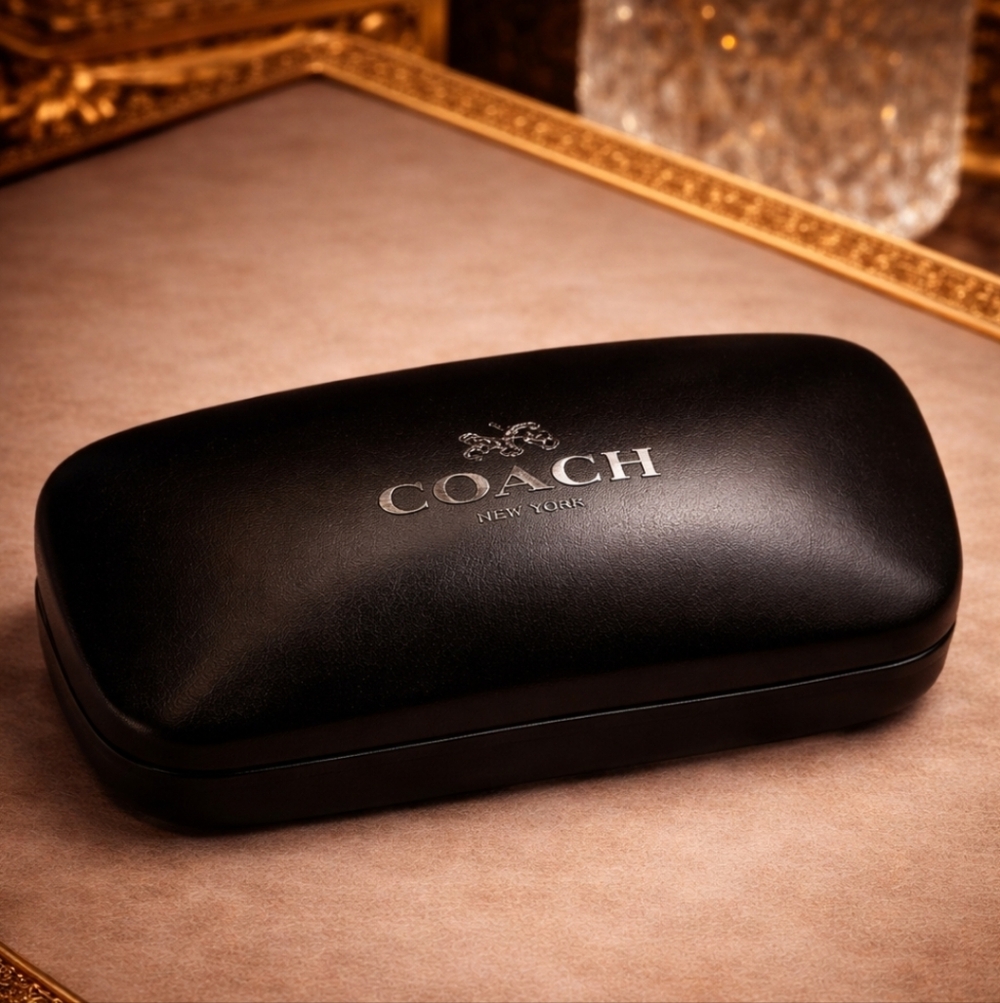 COACH Hard Shell Sunglasses Case – Black Logo Eyeglass Holder